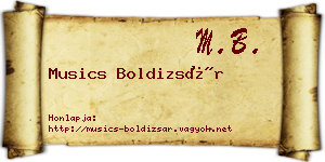 Musics Boldizsár névjegykártya